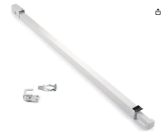 This image shows the hardware structure of the Ideal Security Patio Door Security Bar with Child-Proof Lock