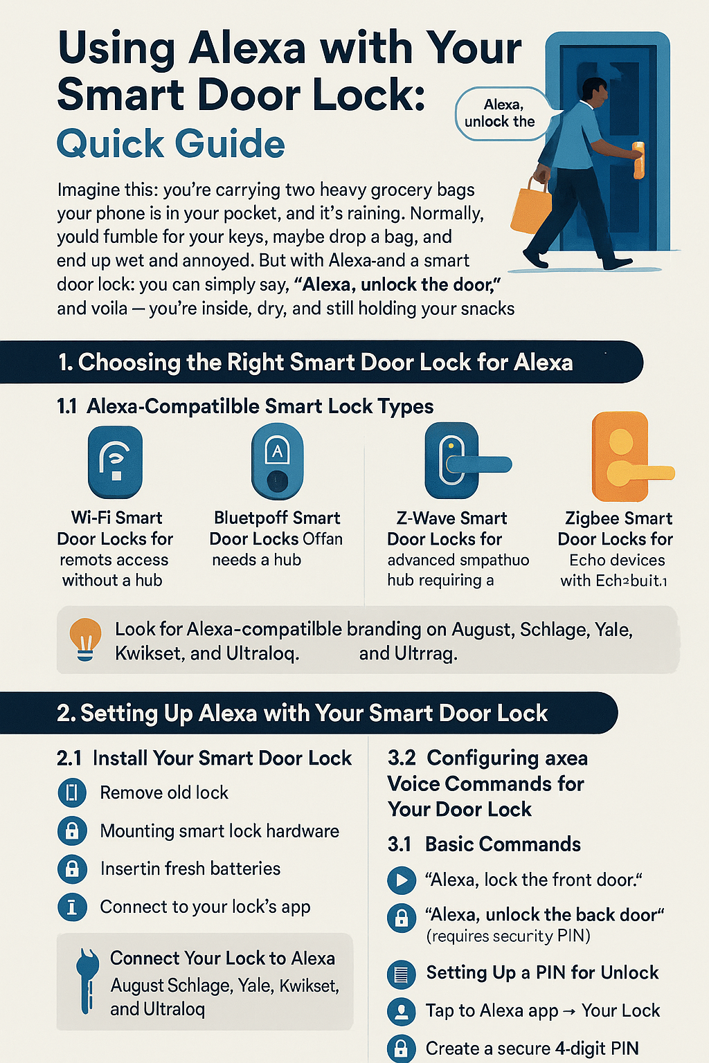 Alexa-compatible smart door lock setup and integration guide