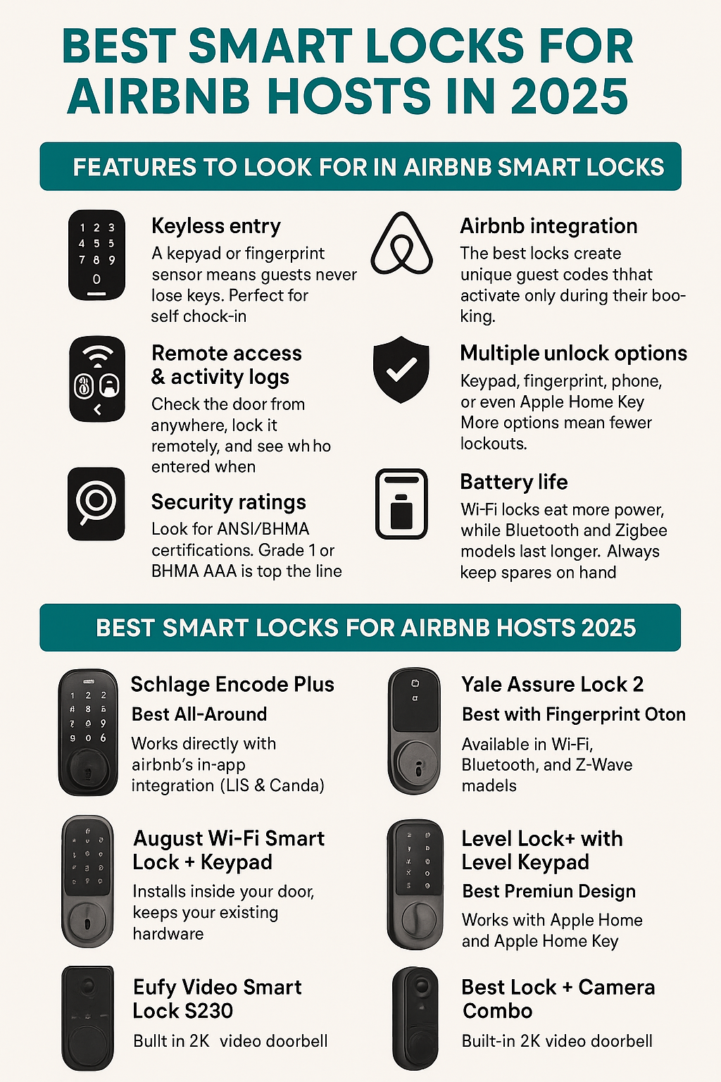 Best smart locks for Airbnb 2025