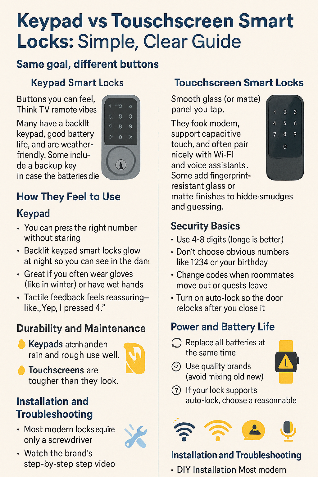 Smart locks with keypads vs touchscreen interfaces