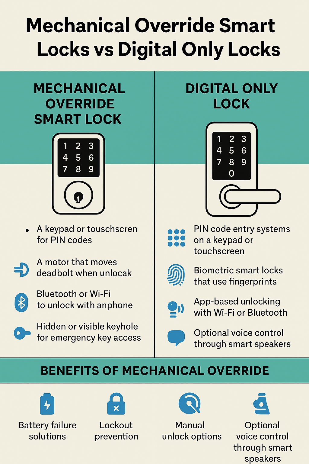 Mechanical override smart locks vs digital only locks